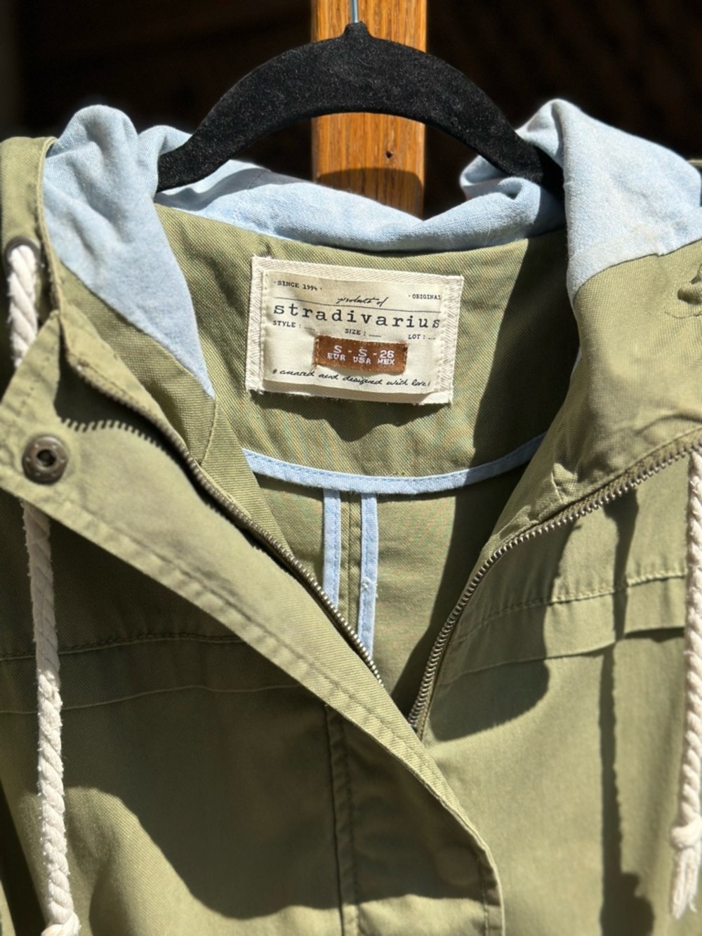 Stradivarius Utility Field Jacket Olive Green Hooded Anorak Cargo Field Coat
